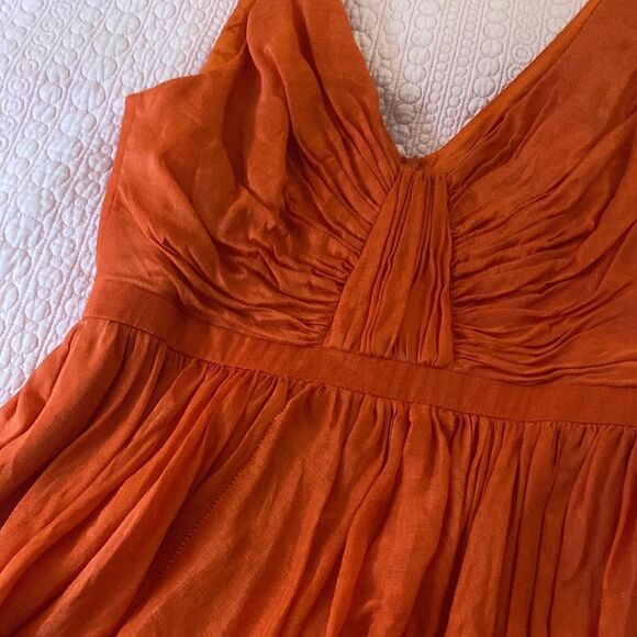 Quillaree Coral Silk Blend Sleeveless Dress - Picture 2 of 12